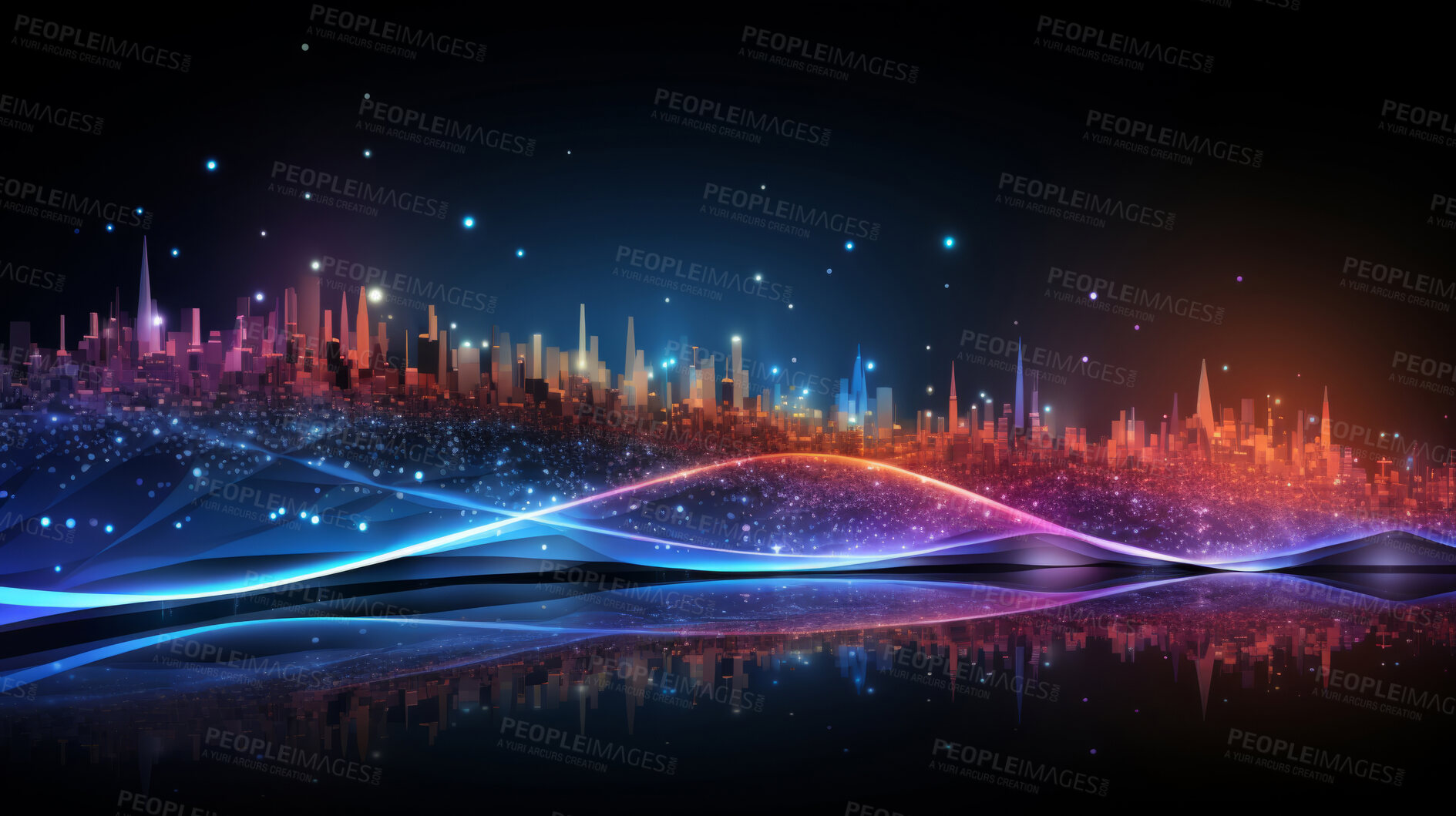 Buy stock photo Neon lines, vibrant concept and glowing art. Dynamic, futuristic and electrifying designs for graphic display, creating visually stunning and captivating wallpapers in mesmerizing style.