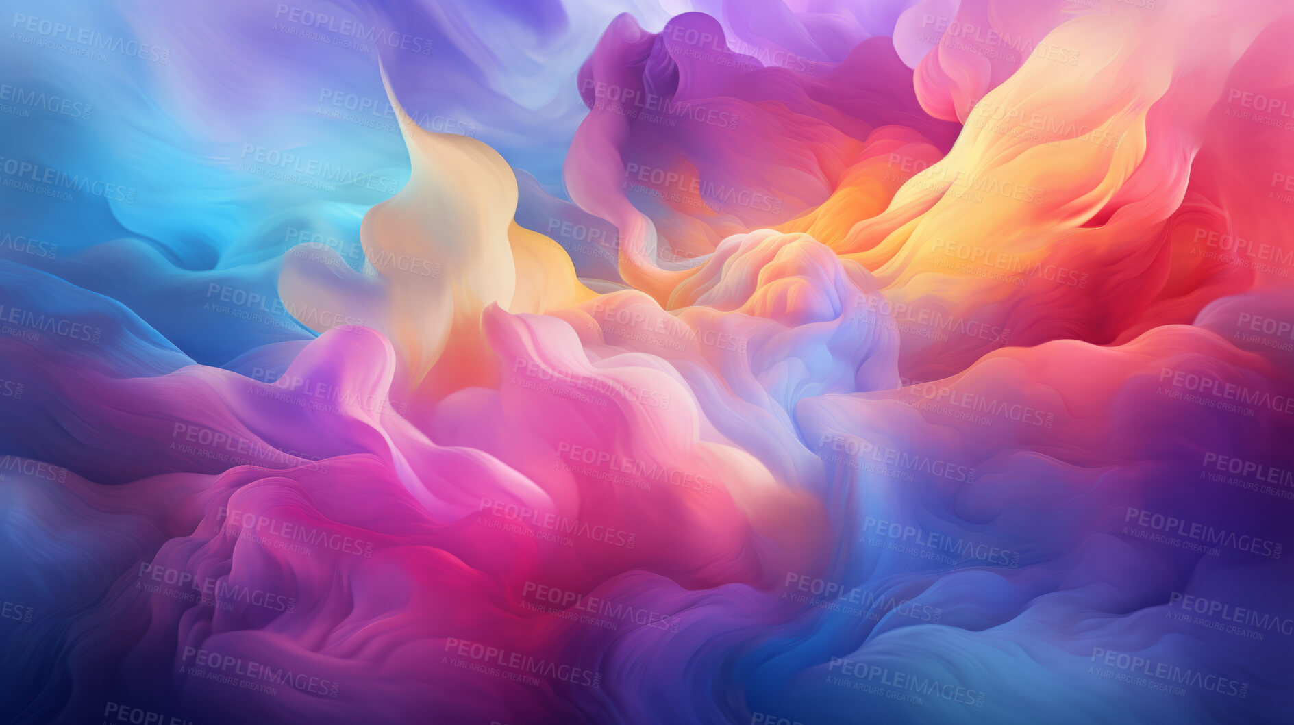 Buy stock photo Color smoke, abstract art and vibrant expression. Dynamic, artistic and mesmerizing hues for graphic display, design, and creative inspiration.