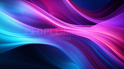 Buy stock photo Neon lines, vibrant concept and glowing art. Dynamic, futuristic and electrifying designs for graphic display, creating visually stunning and captivating wallpapers in mesmerizing style.