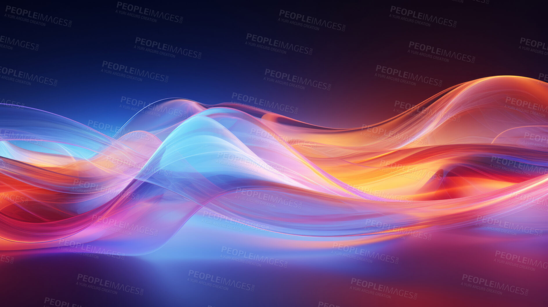 Buy stock photo Neon lines, vibrant concept and glowing art. Dynamic, futuristic and electrifying designs for graphic display, creating visually stunning and captivating wallpapers in mesmerizing style.