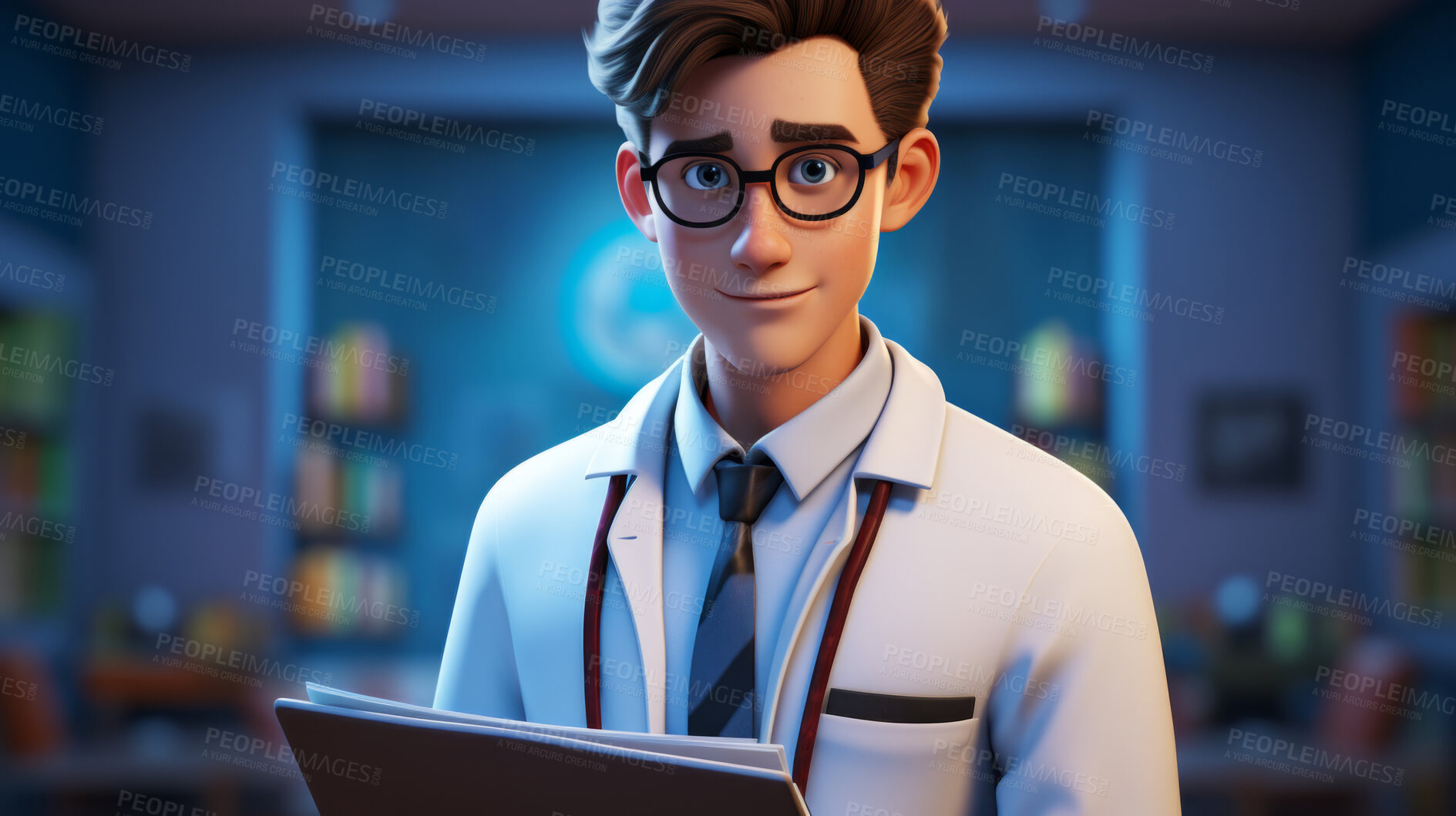 Buy stock photo 3D doctor, medical concept and modern healthcare. Professional, dynamic, and lifelike rendering for graphic display, design, and creative inspiration in innovative medical visuals.