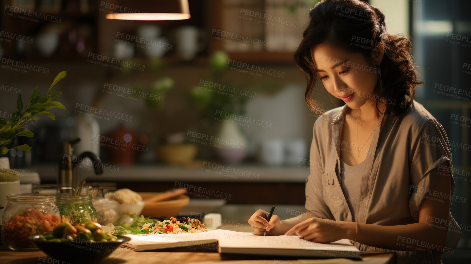 Buy stock photo Asian female, office professional and modern workspace. Dynamic, focused, and efficient work ethic for graphic display, design, and creative inspiration in corporate visuals.