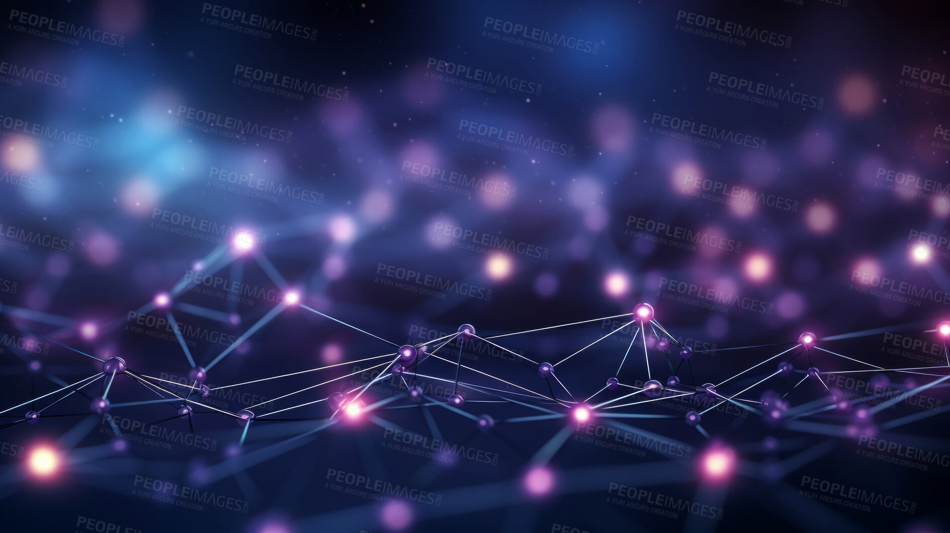 Buy stock photo Network technology, interconnected nodes in the digital realm. Data transfer, communication and seamless connectivity for modern enterprises. Efficient, robust and secure tech infrastructure for business success.