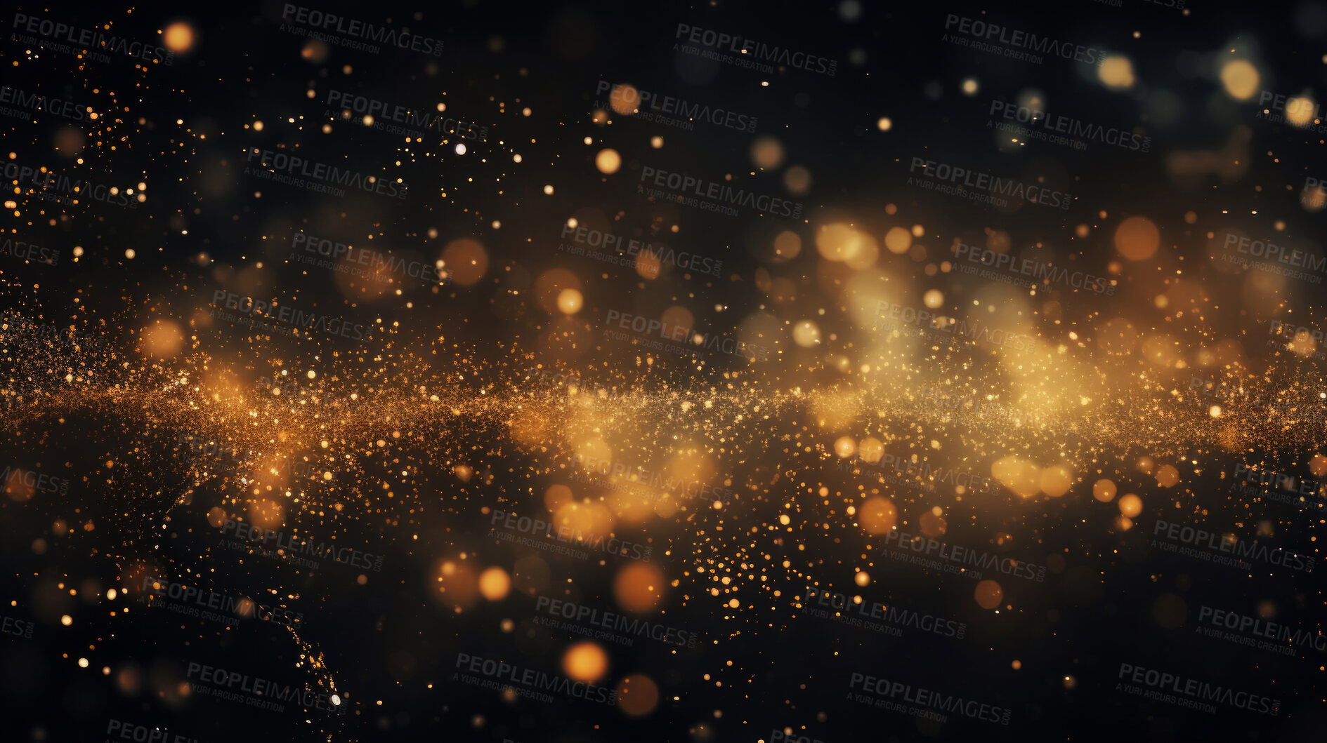 Buy stock photo Golden particles, futuristic dance of glittering networks for tech brilliance. Symphony of interconnected brilliance in the digital galaxy. Technological wonder, sparkling gold ode to seamless connectivity.