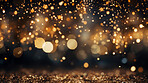 Golden particles, futuristic dance of glittering networks for tech brilliance. Symphony of interconnected brilliance in the digital galaxy. Technological wonder, sparkling gold ode to seamless connectivity.