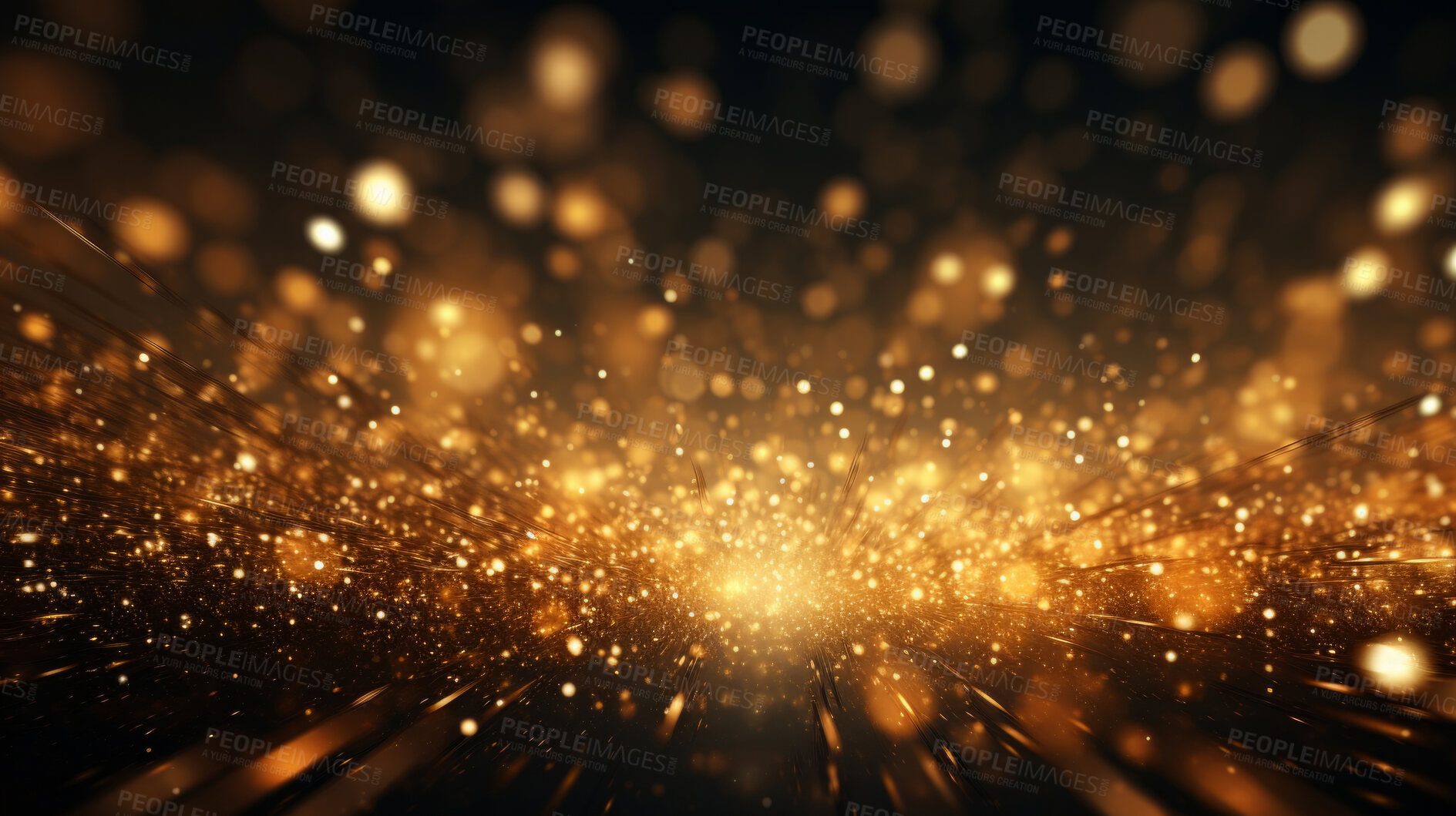 Buy stock photo Golden particles, futuristic dance of glittering networks for tech brilliance. Symphony of interconnected brilliance in the digital galaxy. Technological wonder, sparkling gold ode to seamless connectivity.