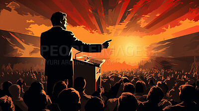 Speaker, charisma and confident address for impactful communication, leadership and public presence. A poised male figure, microphone in hand engages the audience with assurance. Ideal for public speaking courses, leadership events and professional develo