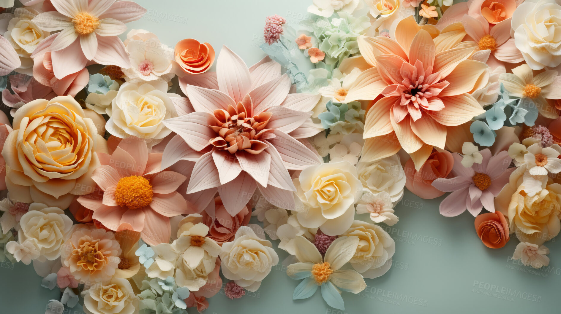 Buy stock photo Elegant bouquet, vibrant blossoms and soft petals for spring weddings, nature and romance. Beautiful, delicate and blooming flowers in artistic composition for invitations, events and floral design.