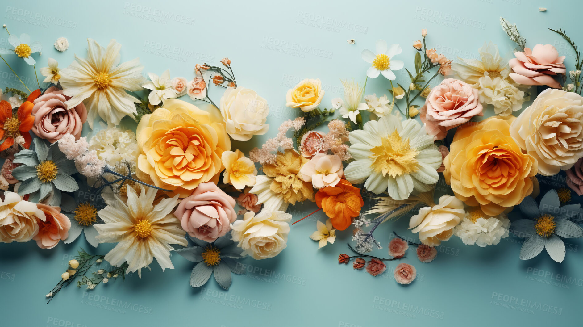 Buy stock photo Elegant bouquet, vibrant blossoms and soft petals for spring weddings, nature and romance. Beautiful, delicate and blooming flowers in artistic composition for invitations, events and floral design.