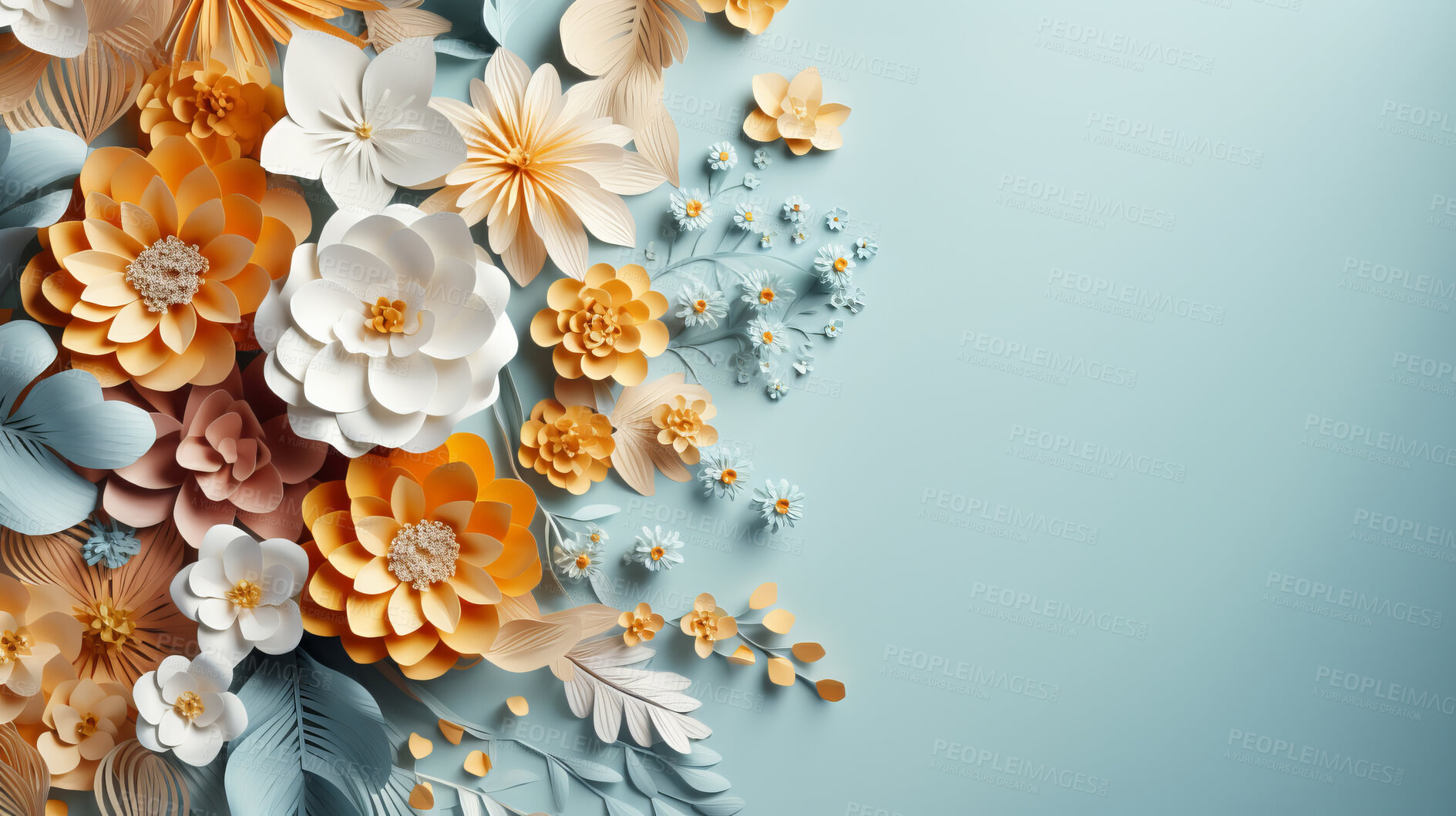 Buy stock photo Elegant bouquet, vibrant blossoms and soft petals for spring weddings, nature and romance. Beautiful, delicate and blooming flowers in artistic composition for invitations, events and floral design.