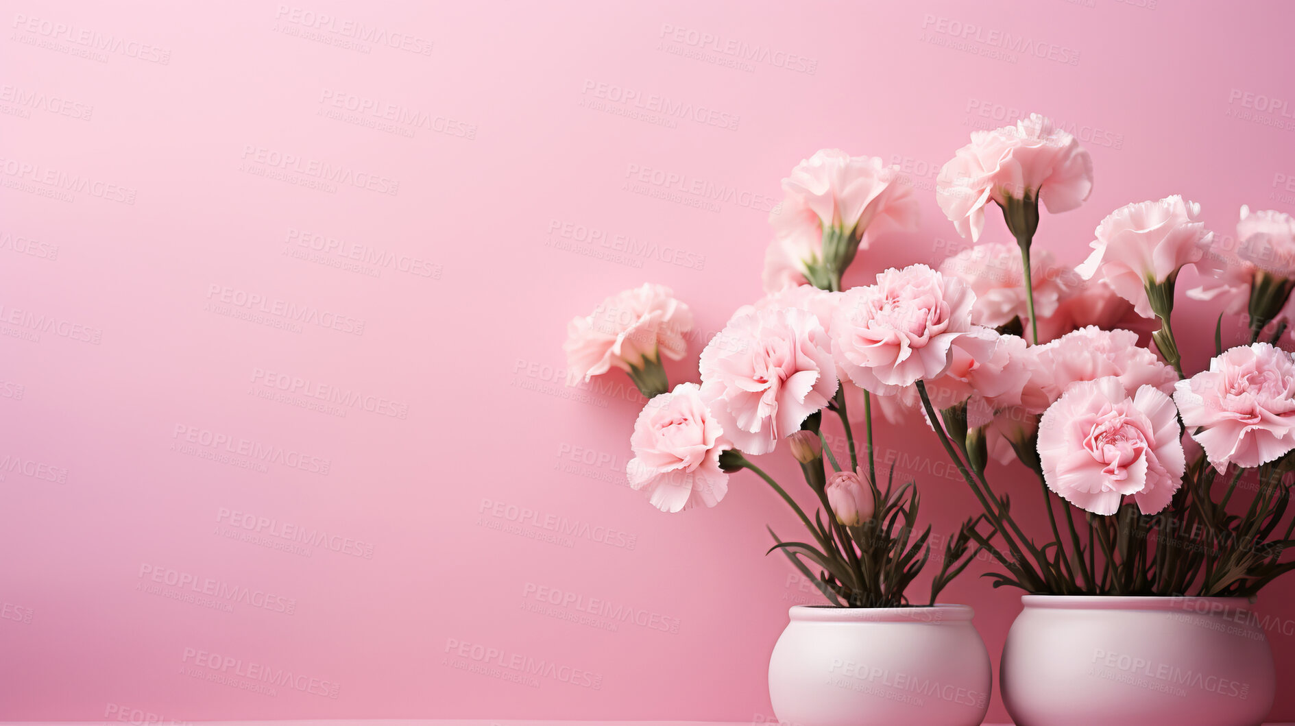 Buy stock photo Carnation whispers, pastel harmony and delicate blooms for a serene floral arrangement, beauty and tranquility. Soft-hued carnations in gentle pastels form a graceful and soothing background. Suitable for spa visuals, mindfulness content and calming aesthetics.