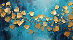 Golden foliage, shimmering leaves and deep blue canvas for opulent events, luxury and nature-inspired themes. Exquisite, luminous and regal composition for premium backgrounds, branding and upscale visuals.