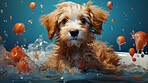 Puppy, bath and bubbly bliss for adorable cleanliness and joyful pampering. Wet fur, playful bubbles and gentle care. This scene is perfect for pet grooming services, care blogs and heartwarming visuals.