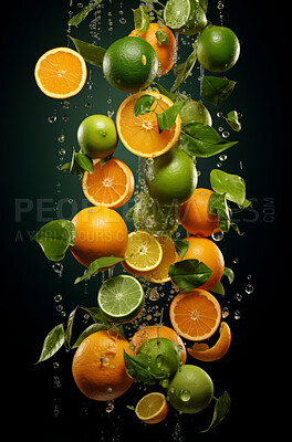 Healthy, natural or citrus fruit on a black background in studio for farming, produce and lifestyle. Fresh, food or health mockup for eco farm, diet and agriculture with water droplets for smoothie