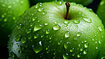 Healthy, natural and apple fruit on black background in studio for farming, produce and lifestyle. Fresh, summer food and health snack mockup for eco farm, fibre diet and agriculture with droplets