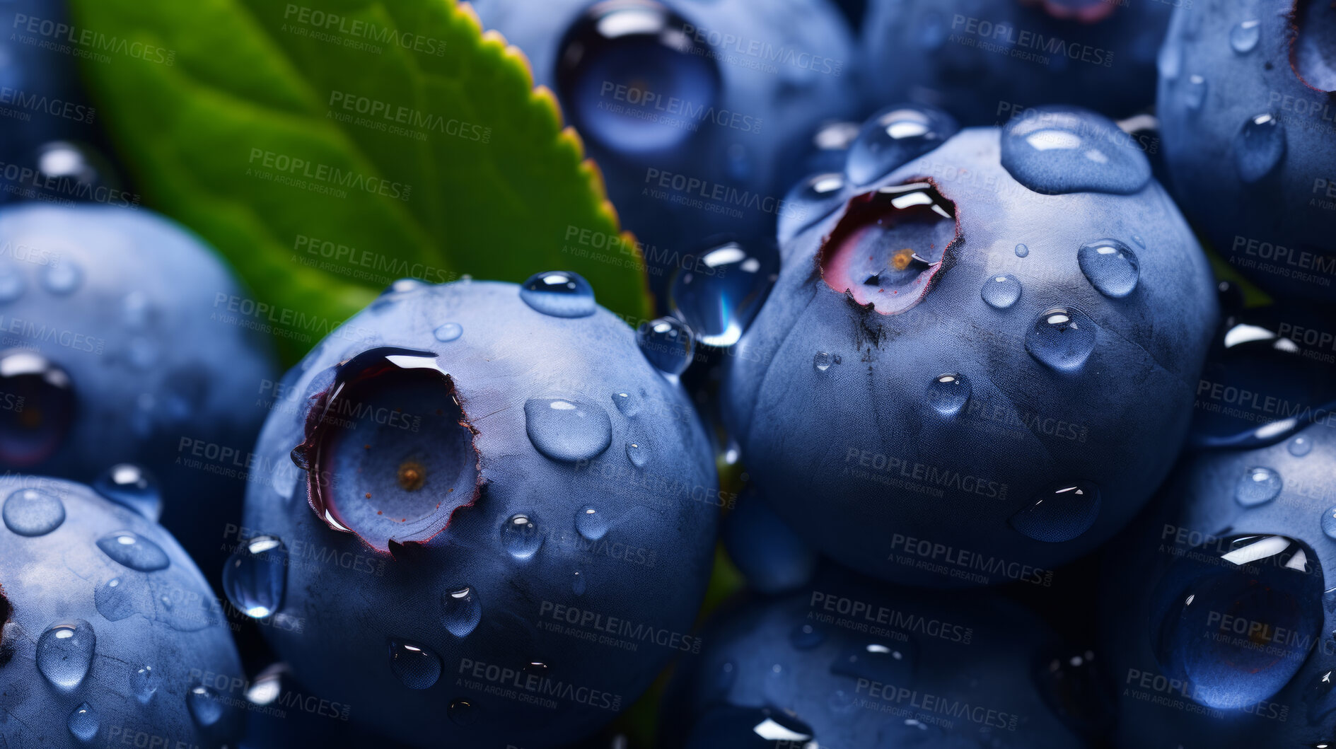 Buy stock photo Healthy, natural and blueberry fruit on black background in studio for farming, produce and lifestyle. Fresh, summer food and health snack mockup for farm, fibre diet and agriculture with droplets