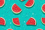 Healthy, natural and watermelon fruit on a blue background in studio for farming, produce and lifestyle. Fresh, sliced food and delicious health snack mockup for eco farm, fibre diet and agriculture