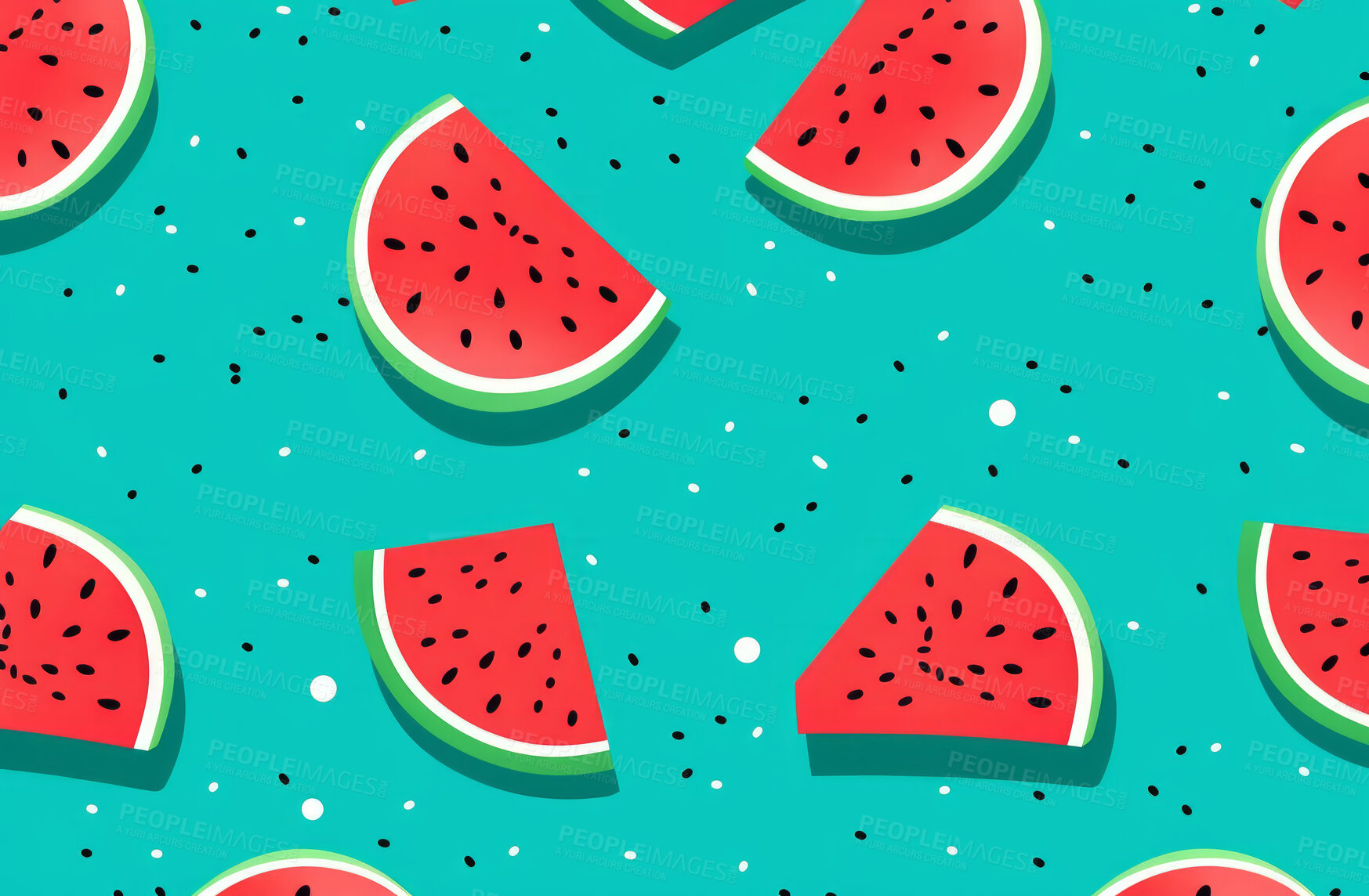 Buy stock photo Healthy, natural and watermelon fruit on a blue background in studio for farming, produce and lifestyle. Fresh, sliced food and delicious health snack mockup for eco farm, fibre diet and agriculture