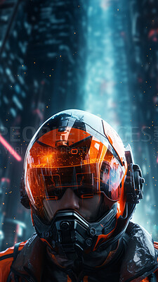 Futuristic soldier, city setting, high-tech and dynamic. Sci-fi, powerful and urban-inspired design for gaming, art and creative expressions. On a futuristic canvas with a touch of cybernetic prowess.