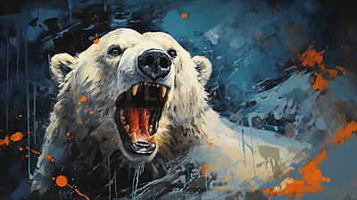 Polar bear, expressive painting, wild and colorful. Energetic, nature-inspired art for decor, prints and creative expressions. On a dynamic canvas with a touch of untamed beauty.