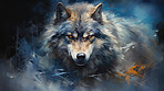 Vibrant wolf, expressive painting, wild and colorful. Energetic, nature-inspired art for decor, prints and creative expressions. On a dynamic canvas with a touch of untamed beauty.