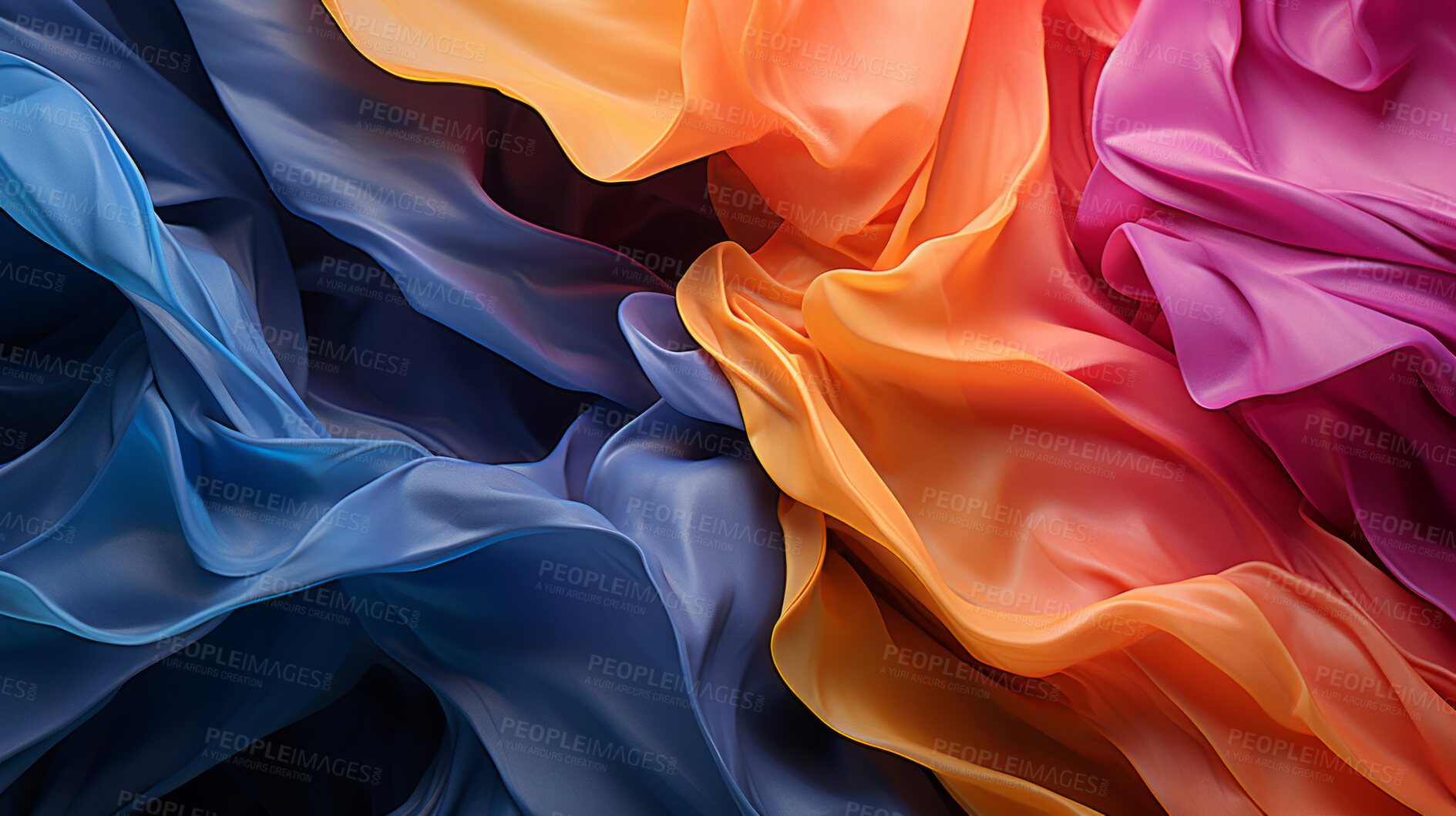 Buy stock photo Colorful textiles, vibrant and diverse materials. Dynamic, artistic and design-inspired textures for fashion, decor and creative expressions. On a vivid canvas with a touch of eclectic charm.