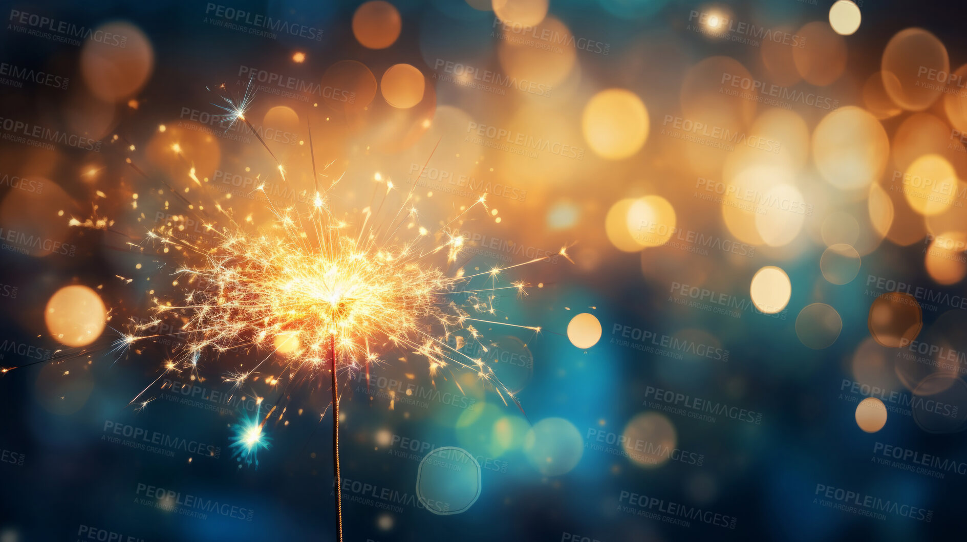 Buy stock photo Sparklers, bokeh lights, festive and dazzling. Glowing, vibrant and celebration-inspired design for events, photography and creative expressions. On a lively canvas with a touch of magical radiance.