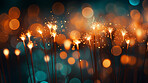 Sparklers, bokeh lights, festive and dazzling. Glowing, vibrant and celebration-inspired design for events, photography and creative expressions. On a lively canvas with a touch of magical radiance.