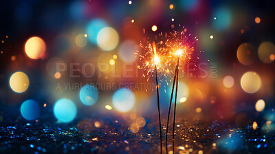 Sparklers, bokeh lights, festive and dazzling. Glowing, vibrant and celebration-inspired design for events, photography and creative expressions. On a lively canvas with a touch of magical radiance.