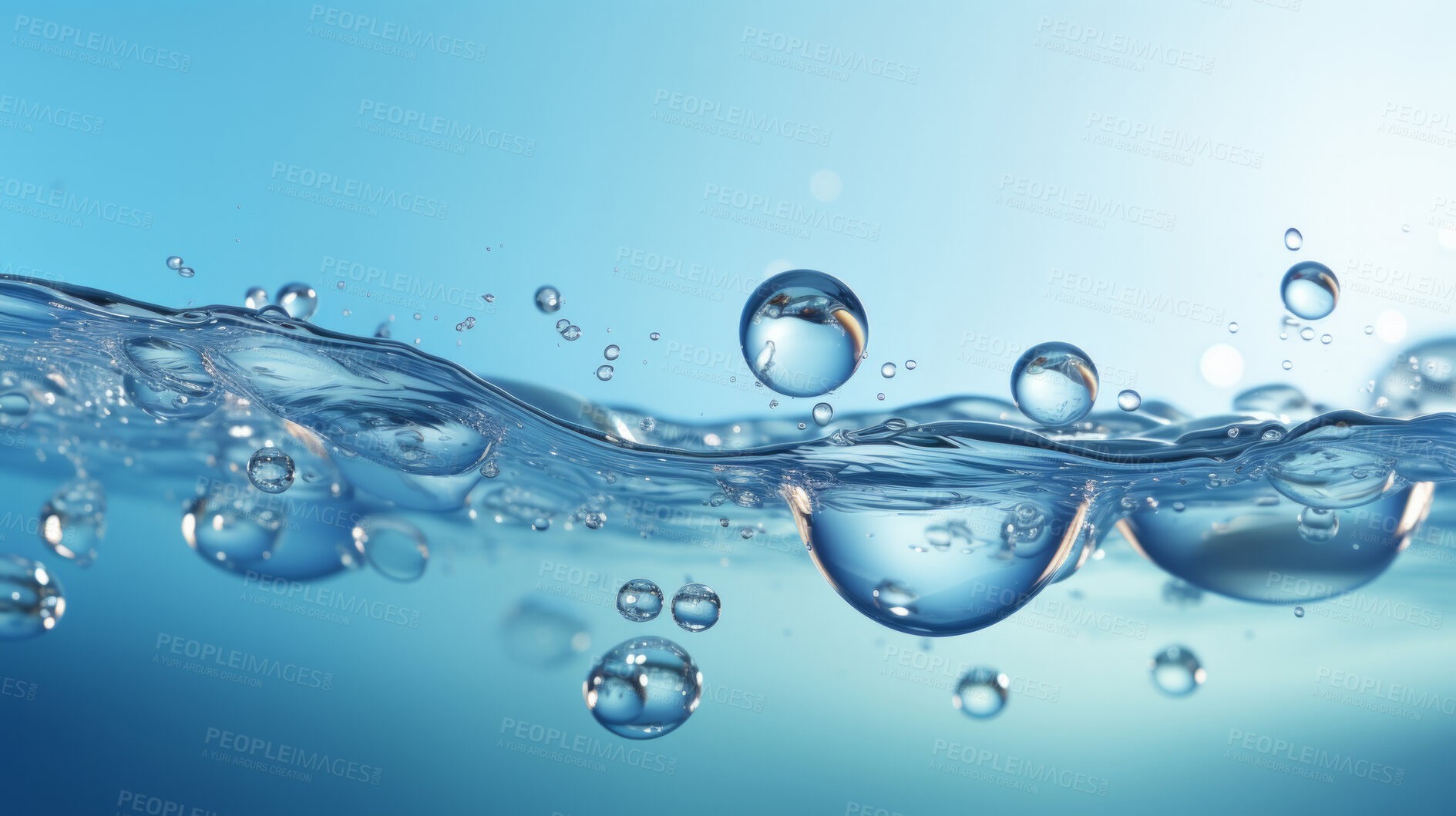 Buy stock photo Water splashes, dynamic and invigorating. Refreshing, vibrant and nature-inspired design for art, decor and creative expressions. On a lively canvas with a touch of aquatic energy.