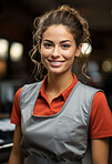 Woman, entrepreneur and portrait with cash register for management, small business or leadership. Positive, confident and proud for retail, shop and service industry with grocery store background