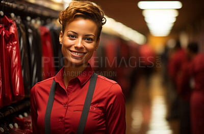 Woman, entrepreneur and portrait with cash register for management, small business and leadership. Positive, confident and proud for retail, shop and service industry with laundry background