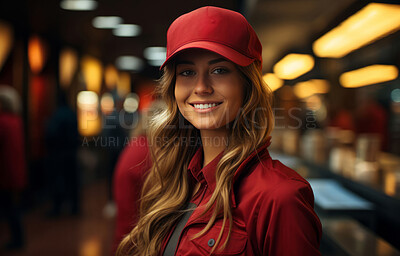 Woman, entrepreneur and portrait with cash register for management, small business or leadership. Positive, confident and proud for retail, shop and service industry with grocery store background