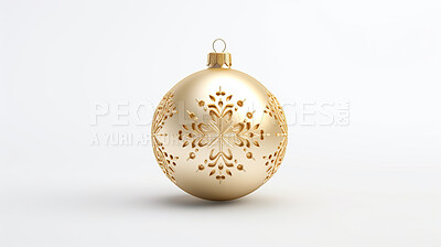 Buy stock photo Christmas, celebration and ball decor illustration on white background for holiday party, tree decoration or invitation. Beautiful, creative and festive mockup for poster art and bauble