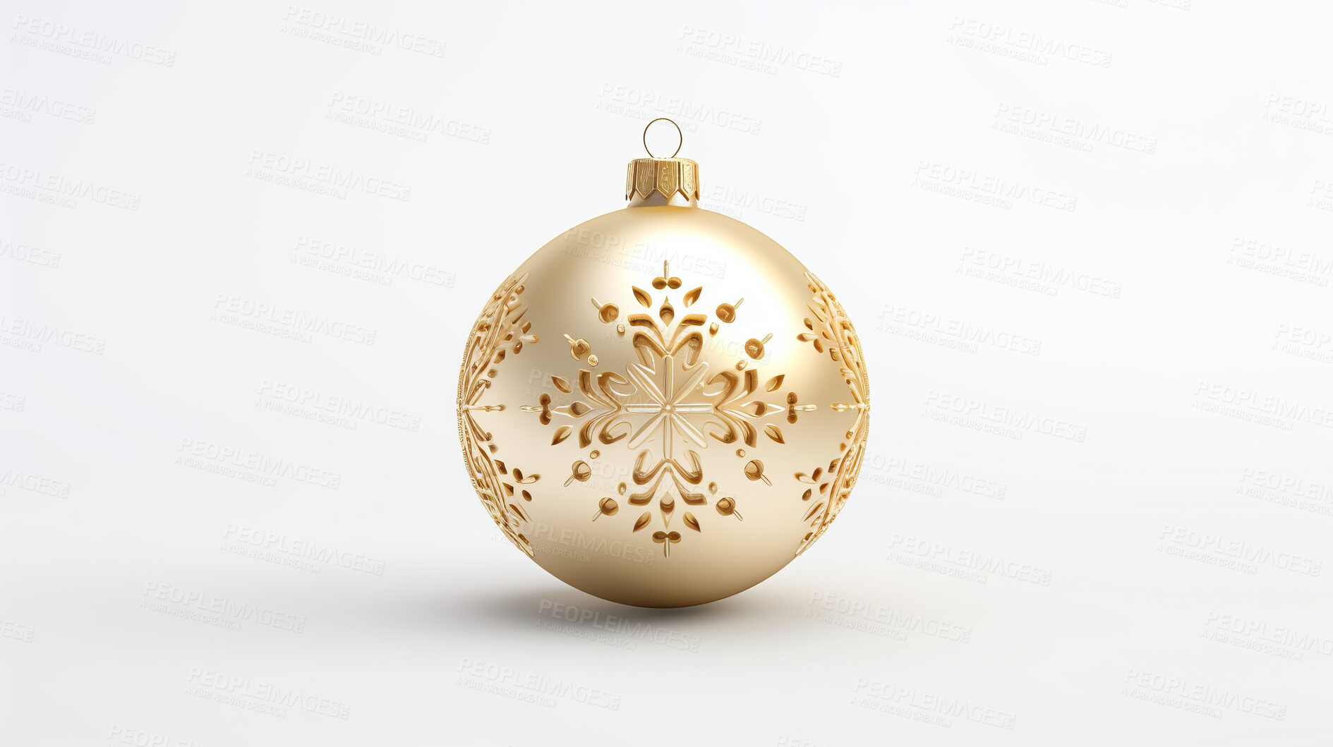 Buy stock photo Christmas, celebration and ball decor illustration on white background for holiday party, tree decoration or invitation. Beautiful, creative and festive mockup for poster art and bauble