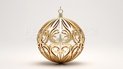 Christmas, celebration and ball decor illustration on white background for holiday party, tree decoration or invitation. Beautiful, creative and festive mockup for poster art and bauble
