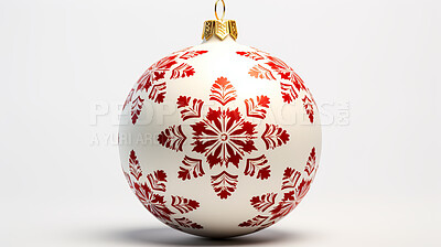 Christmas, celebration and ball decor illustration on white background for holiday party, tree decoration or invitation. Beautiful, creative and festive mockup for poster art and bauble