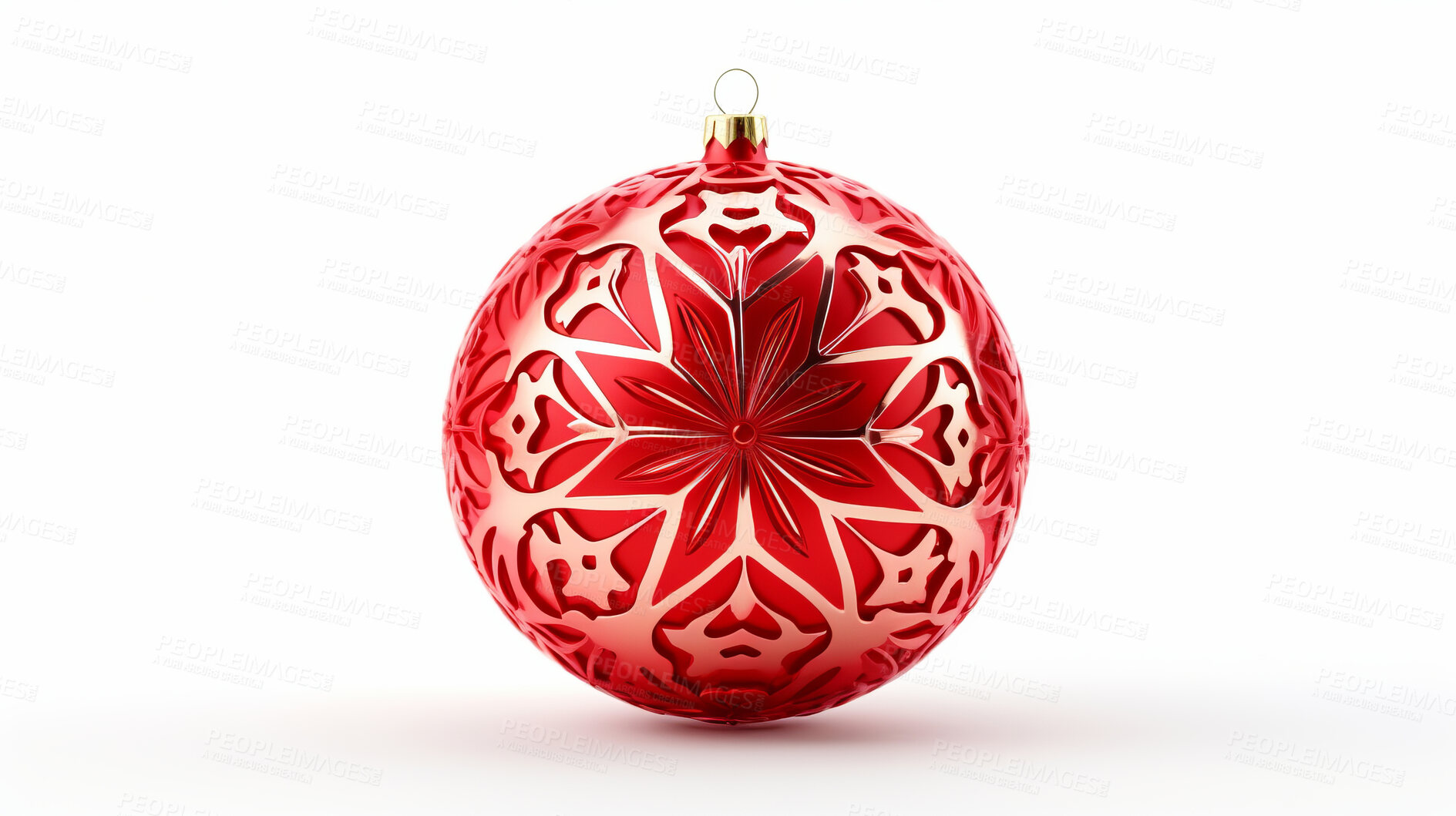 Buy stock photo Christmas, celebration and ball decor illustration on white background for holiday party, tree decoration or invitation. Beautiful, creative and festive mockup for poster art and bauble