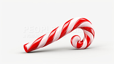 Buy stock photo Christmas, celebration and candy cane decor illustration on white background for holiday party, decoration or invitation. Beautiful, creative and festive mockup for poster art or design element