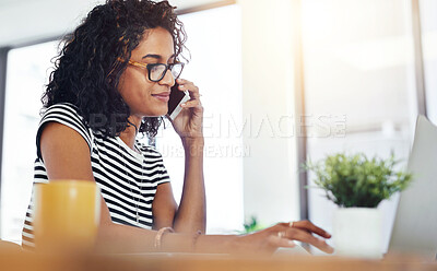 Buy stock photo Shot of a young woman working from home