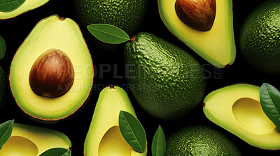 Healthy, natural and avocado background in studio for farming, organic produce and vitamins. Fresh, summer food and health fruits closeup for eco farm market, fibre diet and fruit agriculture