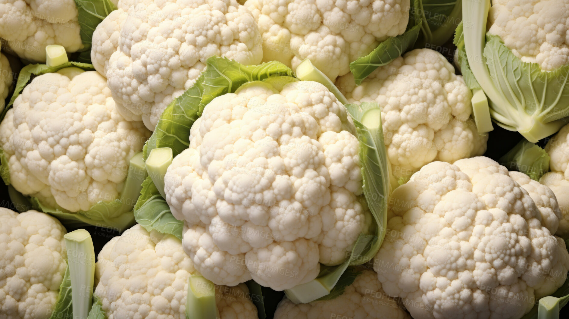 Buy stock photo Healthy, natural and cauliflower background in studio for farming, organic produce and lifestyle. Fresh, summer food and health meal closeup for eco farm market, fibre diet and vegetable agriculture