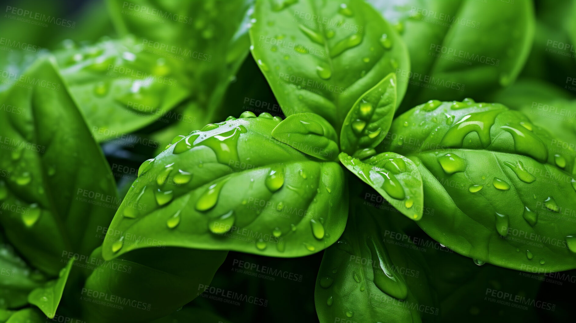 Buy stock photo Healthy, natural and basil plant background in studio for farming, organic produce and lifestyle. Fresh, aromatic flavour and health herb closeup for eco farm market, fibre diet and herb agriculture