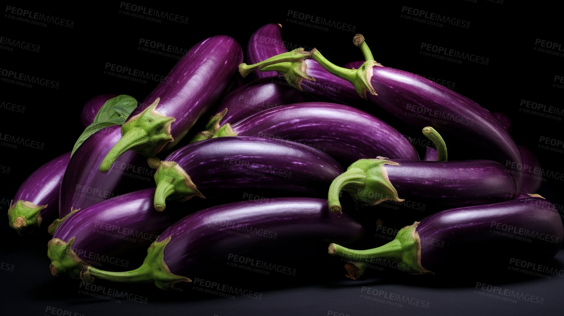 Buy stock photo Healthy, natural and eggplant background in studio for farming, organic produce and lifestyle. Fresh, summer food and health meal closeup for eco farm market, fibre diet and vegetable agriculture