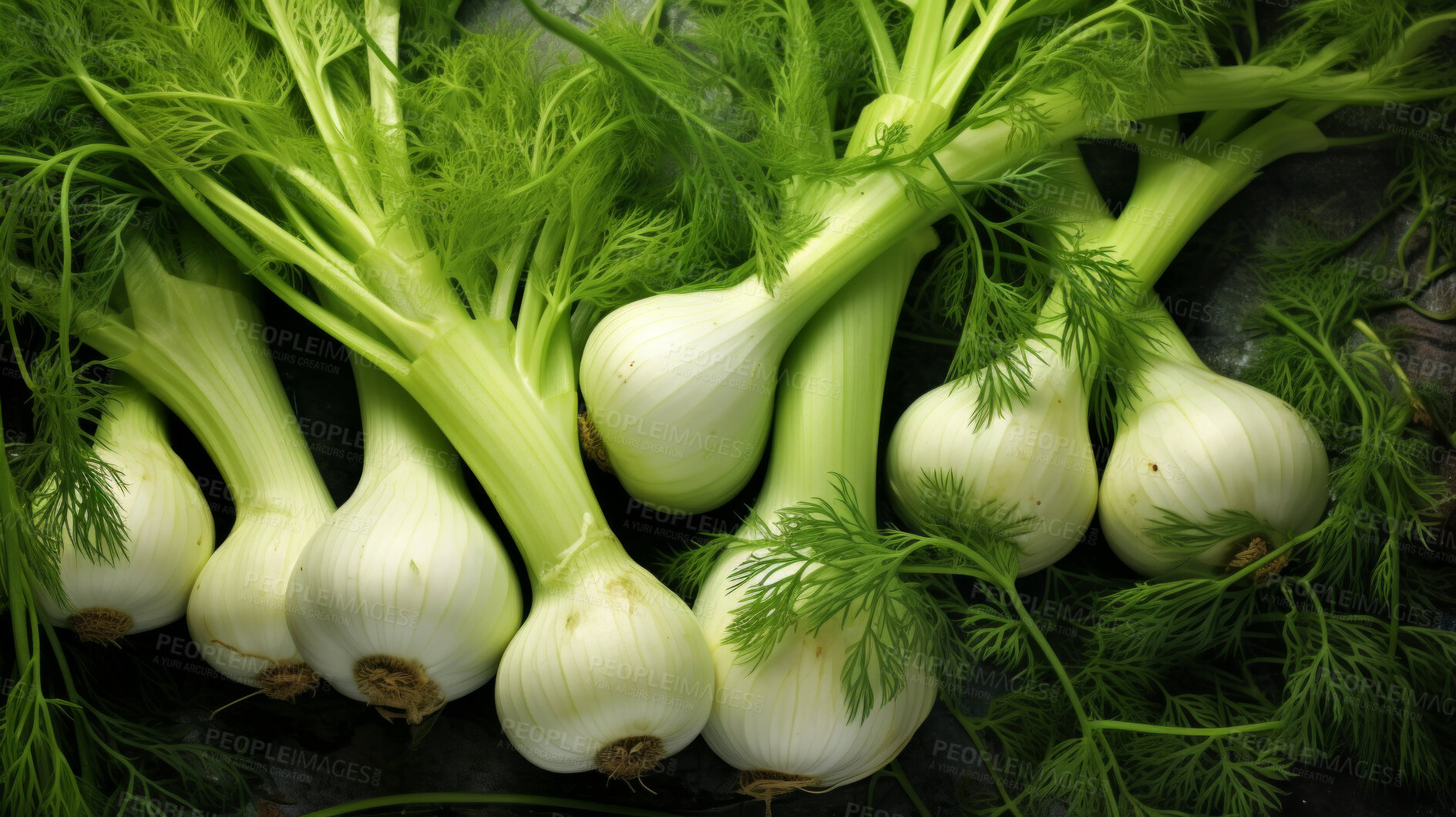 Buy stock photo Healthy, natural and fennel herb background in studio for farming, organic produce and lifestyle. Fresh, summer food and health meal closeup for eco farm market, fibre diet and vegetable agriculture