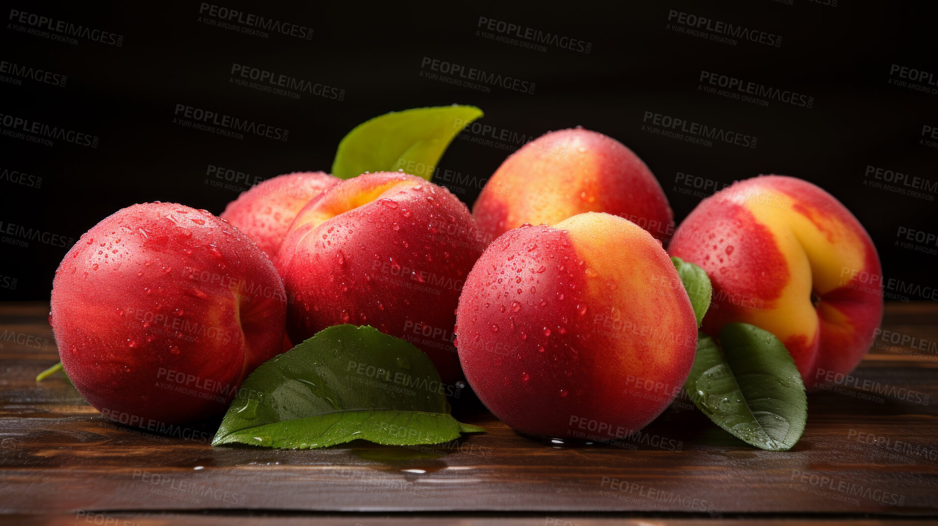 Buy stock photo Healthy, natural and fresh peach background in studio for farming, organic produce and vitamins. Fresh, summer food and health fruits closeup for eco farm market, fibre diet and fruit agriculture