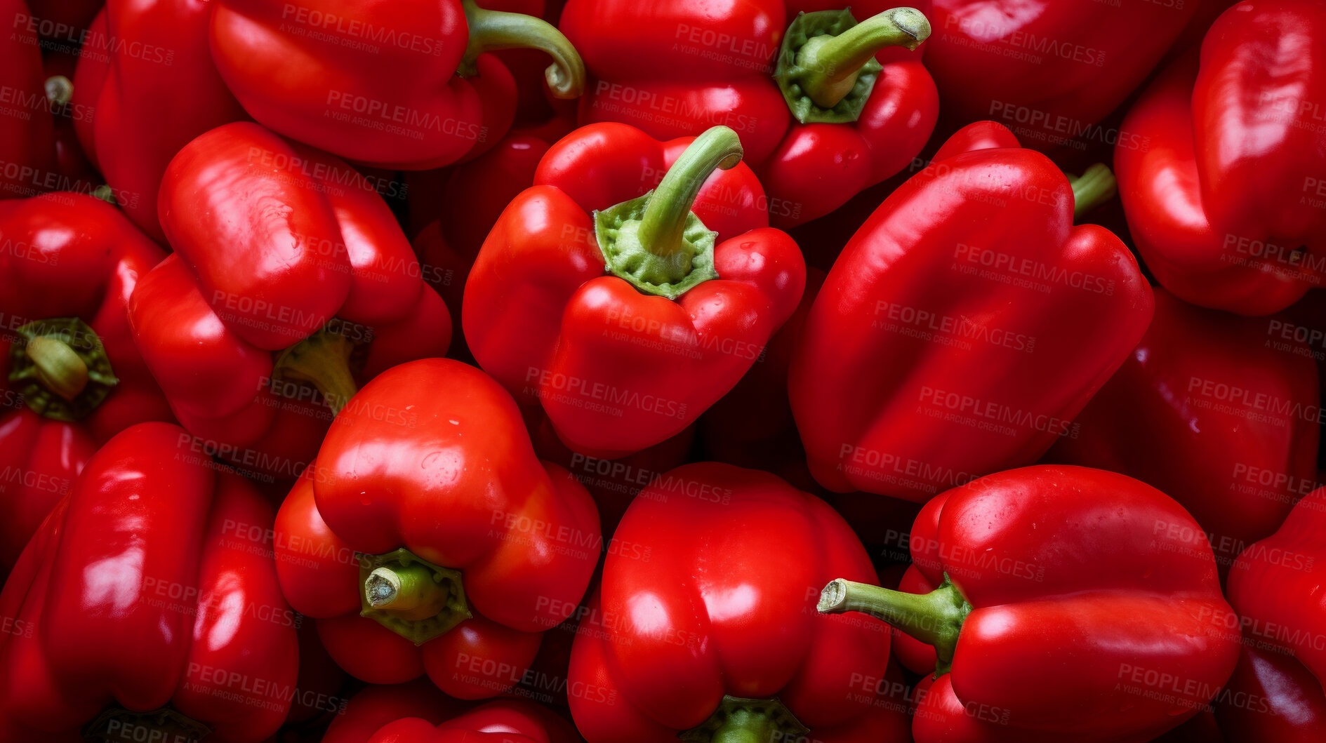 Buy stock photo Healthy, natural and red pepper background in studio for farming, organic produce and lifestyle. Fresh, summer food and health meal closeup for eco farm market, fibre diet and vegetable agriculture