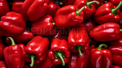 Healthy, natural and red pepper background in studio for farming, organic produce and lifestyle. Fresh, summer food and health meal closeup for eco farm market, fibre diet and vegetable agriculture