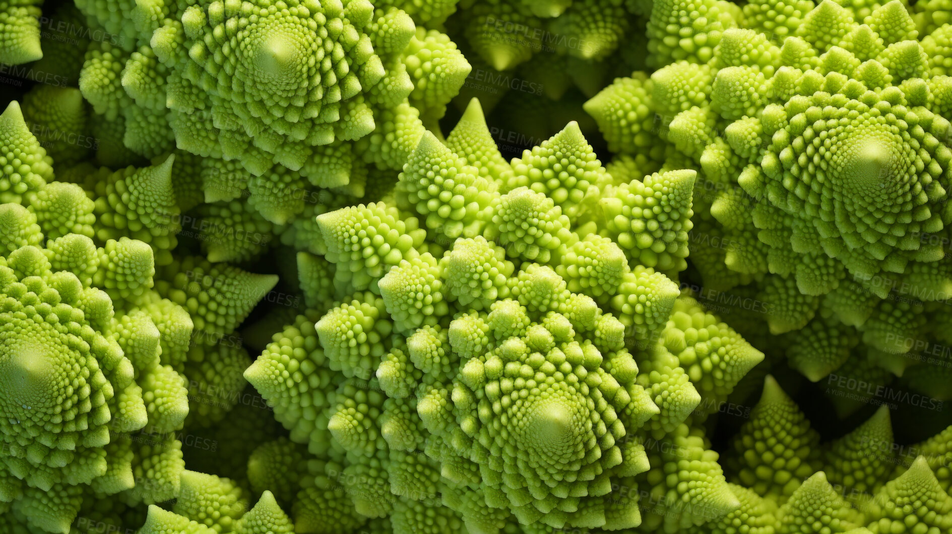 Buy stock photo Healthy, natural and romanesco broccoli background in studio for farming, organic produce and lifestyle. Fresh, summer food and health meal closeup for eco farm market, fibre diet and agriculture