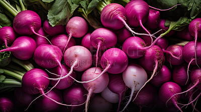 Healthy, natural and turnips background in studio for farming, organic produce and lifestyle. Fresh, summer food and health meal closeup for eco farm market, fibre diet and vegetable agriculture